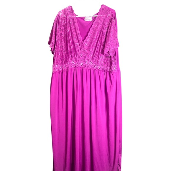 Amoureuse Womens Size 2X Nightgown Plus Size Magenta Purple Lace Bodice Maxi - Picture 2 of 11